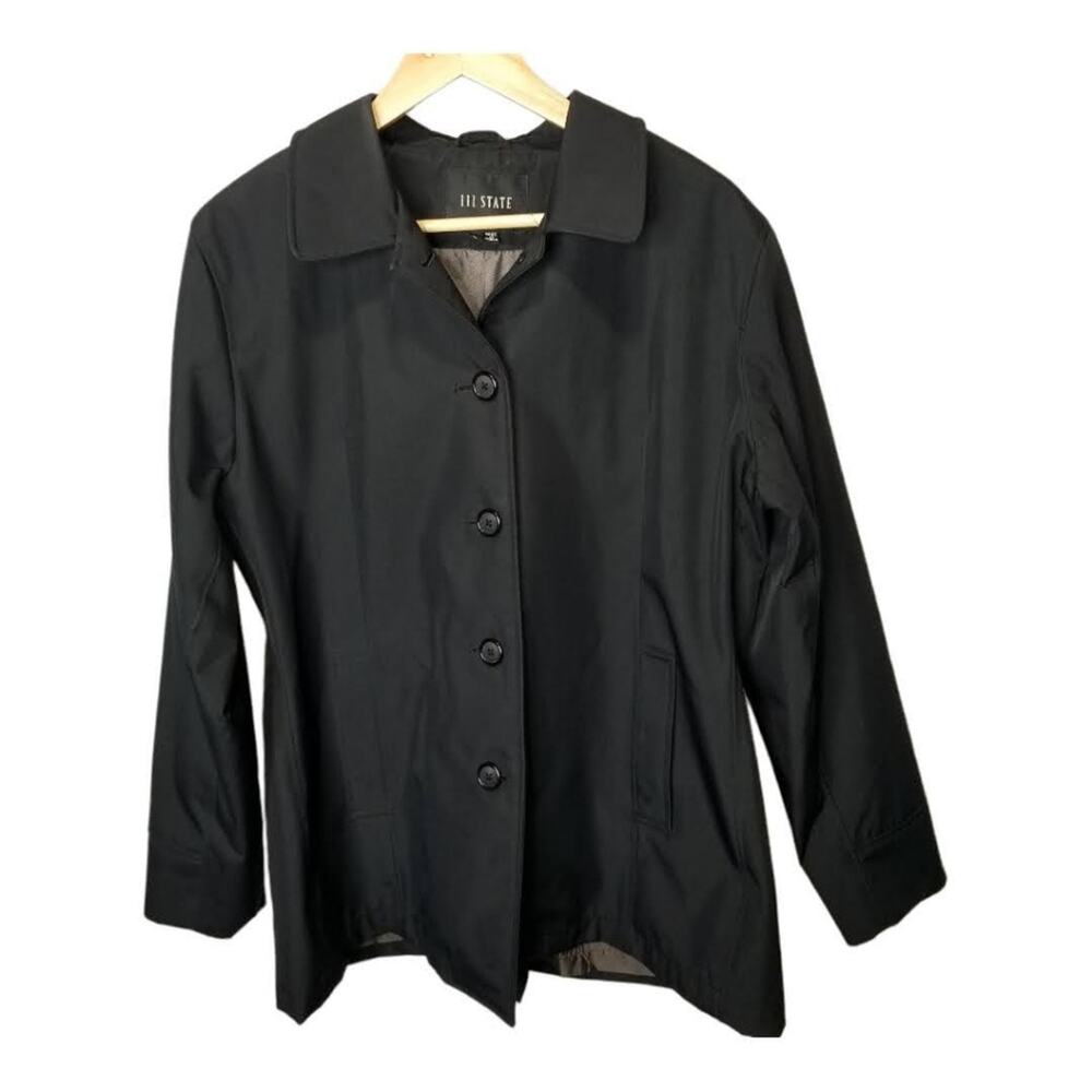 111 State Jacket Large All Weather Black Coat Dress Rain